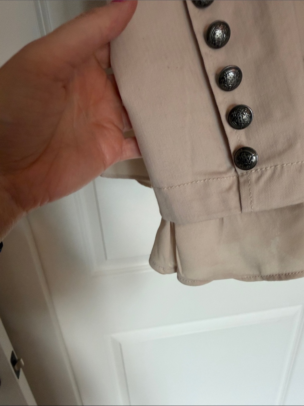 Free People Beige Ruffle Military-Style Jacket - Picture 3 of 4